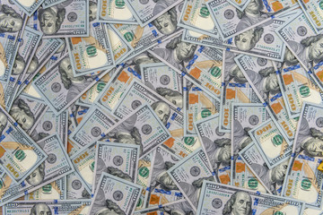 Background of many american one hundred dollar banknotes