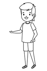 happy student boy comic character