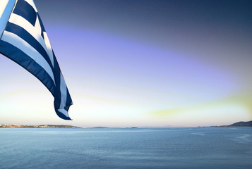 Greece the island of Paros. The local  ferry sails from the island of Antiparos to the island of...