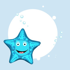 Smiling funny starfish concept.