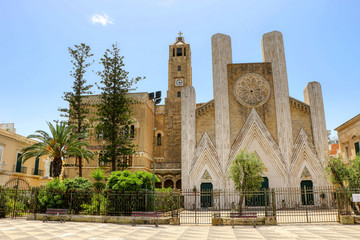 Fototapeta na wymiar Facade of the Church of the Sacred Heart of Jesus in Gallipoli, Puglia, Italy