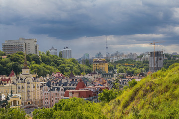 Fototapeta na wymiar Panorama of the city of Kiev from the castle mountain. Ukraine
