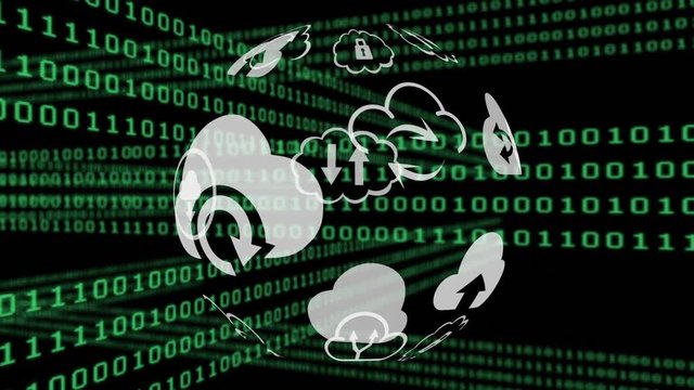Different clouds icons and binary codes