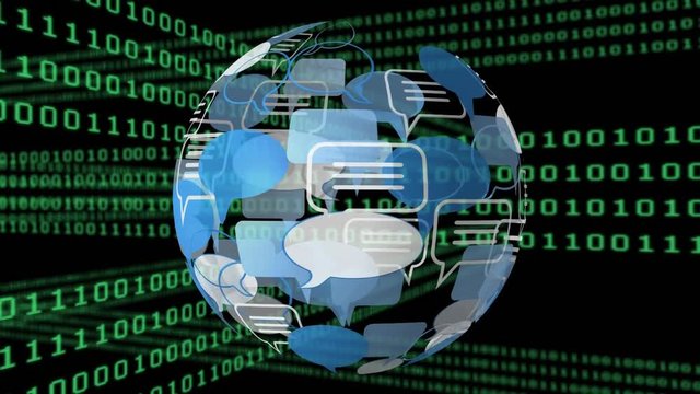 Message bubble icon and binary codes