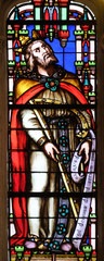 King David, stained glass window from Saint Germain-l'Auxerrois church in Paris, France