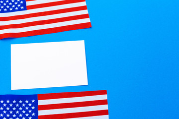 Blank business card with american flag