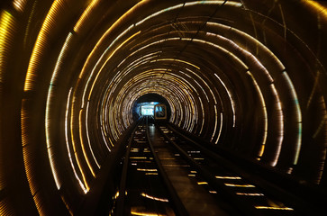 Sight seeing tunnel under Huangpu river in Shanghai, China