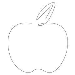 Apple on white background one line drawing, vector illustration