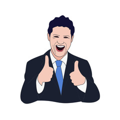 Happy man shows gesture cool. Vector illustration in cartoon style