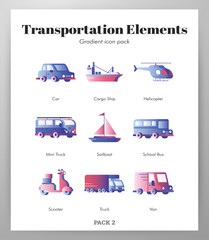 Naklejka premium Transportation elements gradient pack