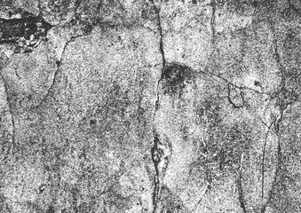 Distress old cracked concrete texture, vector illustration. Black and white grunge background. Stone, asphalt, plaster, marble.
