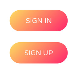 sign in sign up web buttons set. filled ui web buttons in flat style. rounded vector buttons on trendy gradients for web and ui design