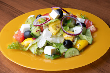 vegetable salad in yellow plate