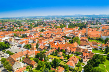 Fototapeta na wymiar Aerial view of city of Varazdin, Croatia, beautiful baroque center