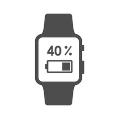smart watch showing 40 percent battery charge vector icon isolated on white background. web icon for mobile and ui design