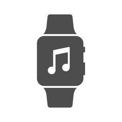 listening music on smart watch. smart watch with musical note vector icon isolated on white background. web icon for mobile and ui design