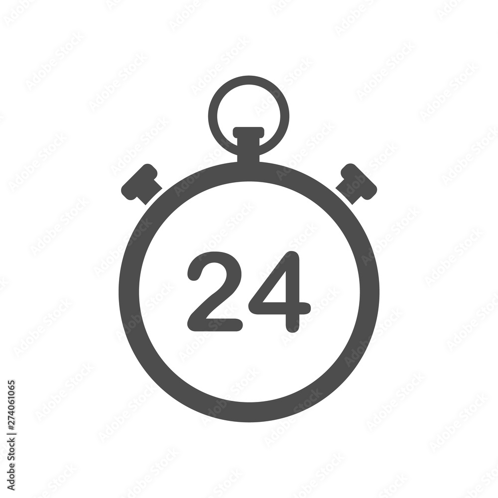 Poster round the clock time stopwatch vector icon for web and ui design. stopwatch flat icon isolated on wh