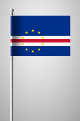 Flag of Cape Verde. National Flag on Flagpole. Isolated Illustration on Gray