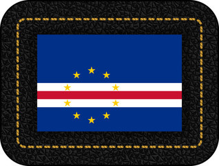 Flag of Cape Verde. Vector Icon on Black Leather Backdrop. Ratio 2:3