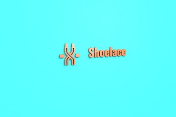 Illustration of Shoelace with orange text on blue background