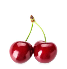 Sweet ripe cherry on white background