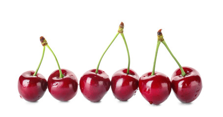 Sweet ripe cherry on white background