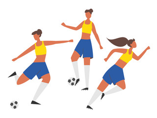 Fototapeta na wymiar Girl power. Woman soccer players. Football vector illustration.