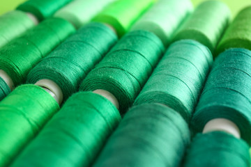Many color sewing threads, closeup
