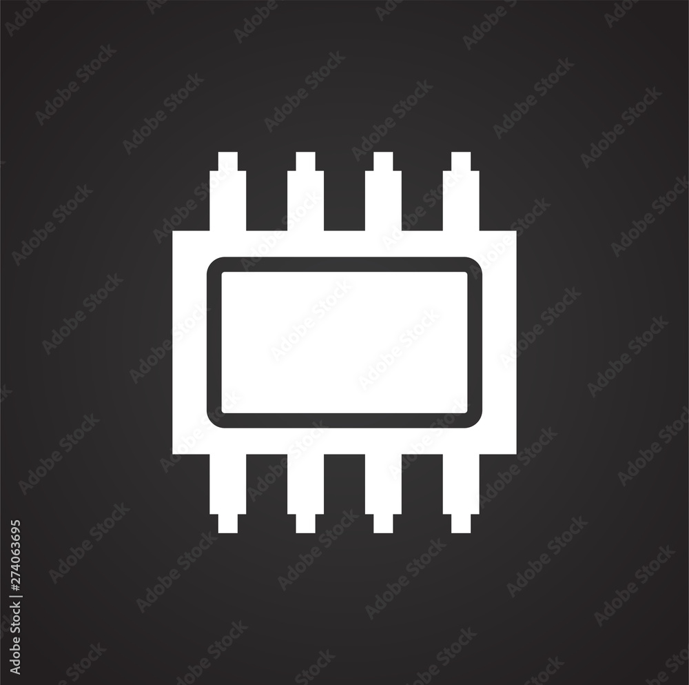 Poster computer chip related icon on background for graphic and web design. simple illustration. internet c