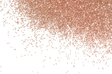 Pink glitter sparkles on white background