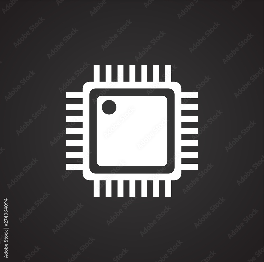Poster computer chip related icon on background for graphic and web design. simple illustration. internet c