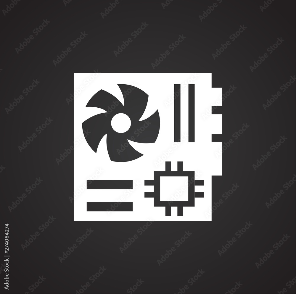 Poster computer chip related icon on background for graphic and web design. simple illustration. internet c