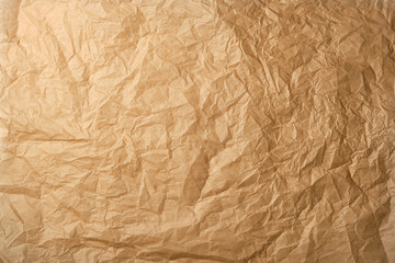 crumpled brown baking parchment paper