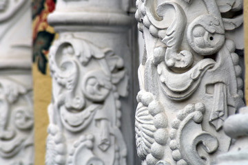 Architecture of Trinity Sergius Lavra, Sergiyev Posad, Russia. Color photo.	