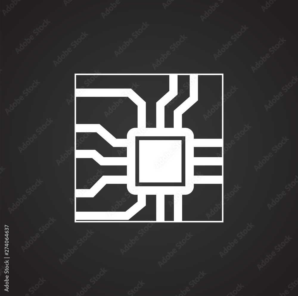 Poster computer chip related icon on background for graphic and web design. simple illustration. internet c