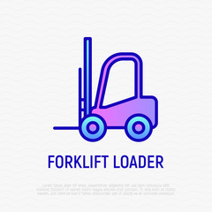 Forklift loader thin line icon. Equipment for transportation. Modern vector illustration.