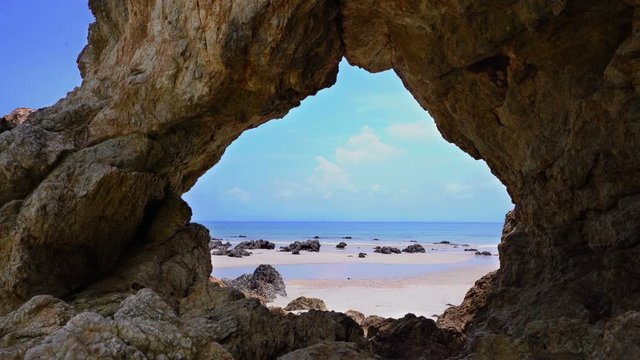 Natural arch rock landscape, View of the natural arch Koh Phayam,Thailand.