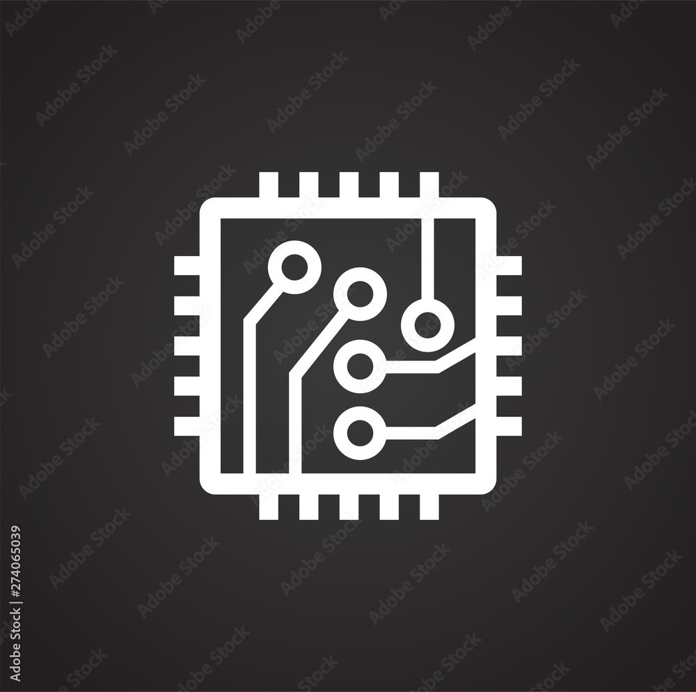 Poster computer chip related icon on background for graphic and web design. simple illustration. internet c