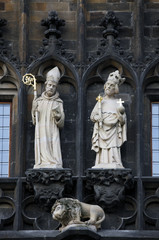 Fototapeta na wymiar Saint Adalbert and Saint Sigismond, Old Town Bridge Tower, Prague