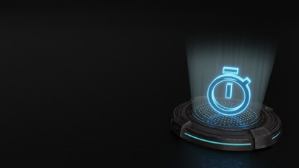 3d hologram symbol of stopwatch icon render