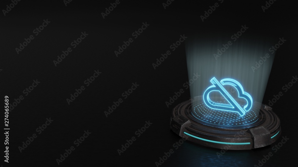 Poster 3d hologram symbol of disable cloud icon render