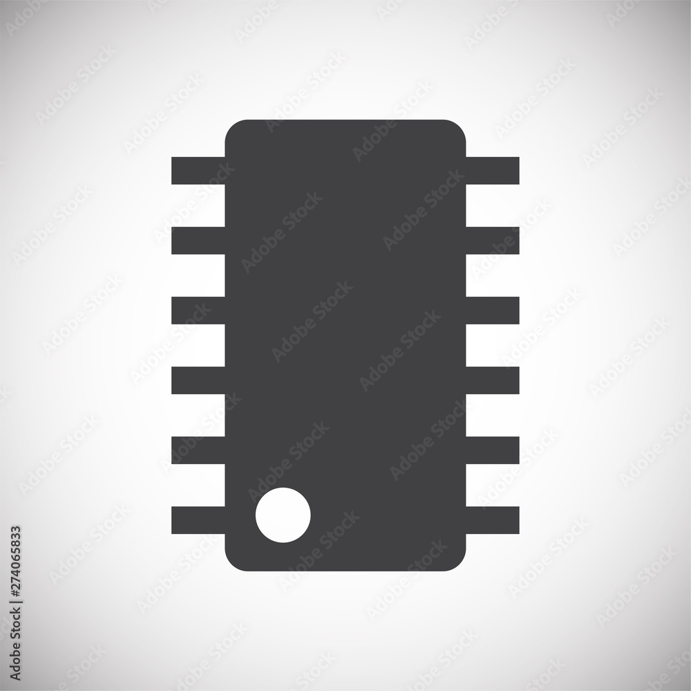 Poster computer chip related icon on background for graphic and web design. simple illustration. internet c