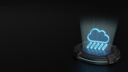 3d hologram symbol of cloud showers heavy icon render