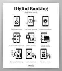 Digital banking icons Solid pack