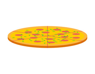 Full Pizza isolated. Fast food vector illustration. 