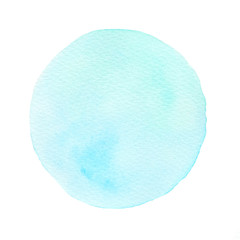 Watercolor art illustration background, Blue circle shape watercolor panting design textured on white paper isolated on white background