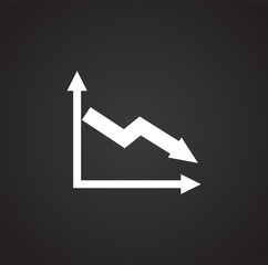 Down chart icon on background for graphic and web design. Simple illustration. Internet concept symbol for website button or mobile app.