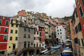 Fototapeta na wymiar Riomaggiore, one of the Cinque Terre villages, UNESCO World Heritage Sites, Italy