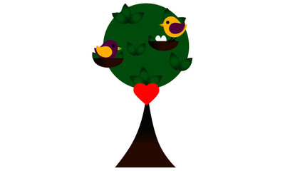 Two cute birds in nests cartoon