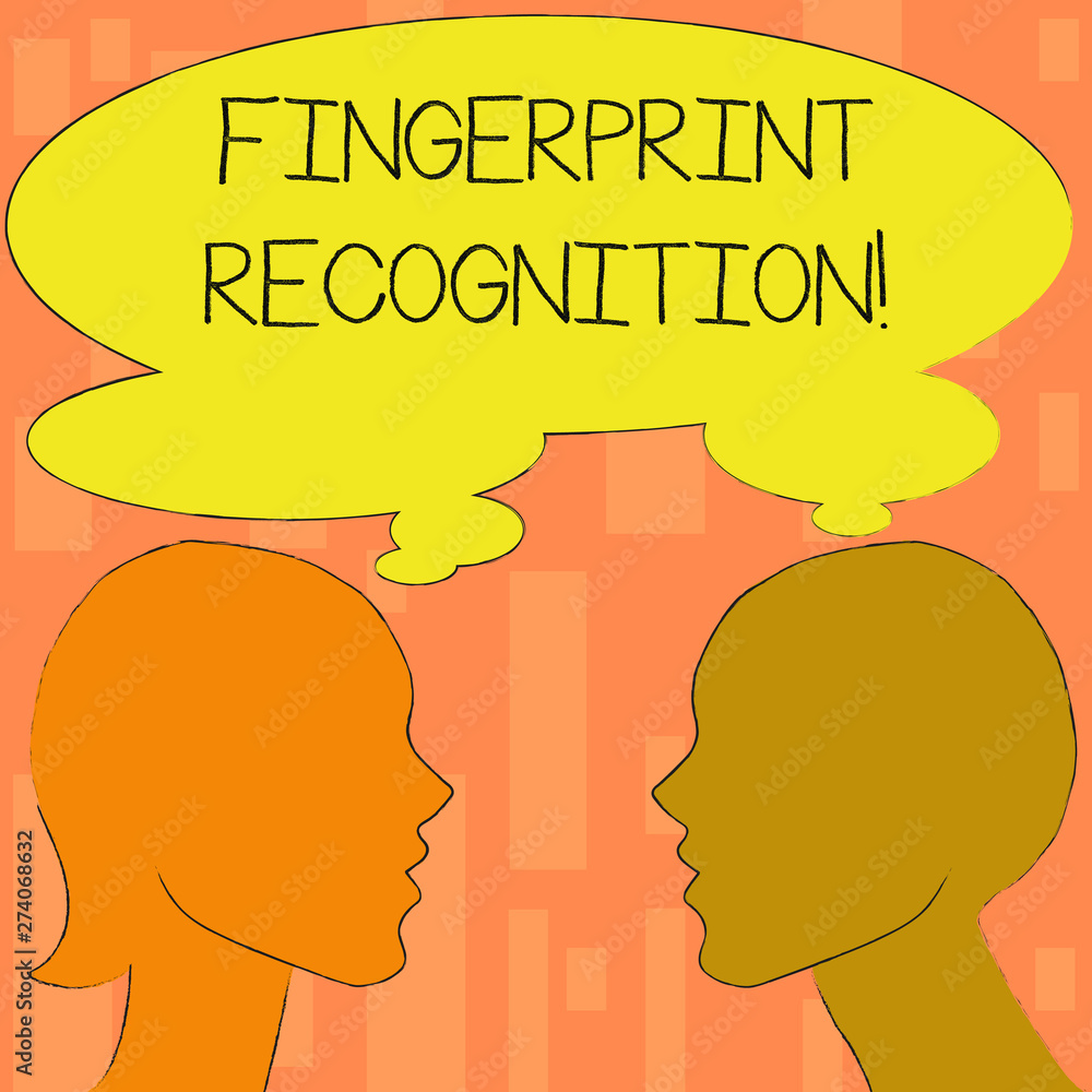Poster word writing text fingerprint recognition. business concept for identifying identity individual base